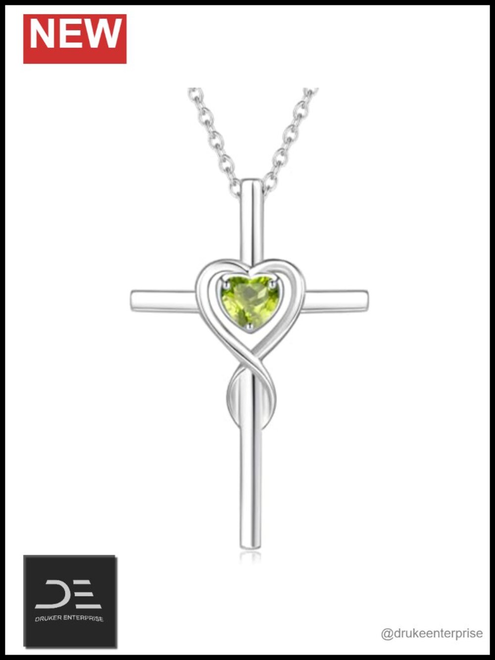 FANCIME Birthstone Cross Necklace for Women, 925 Sterling Silver Pendant,